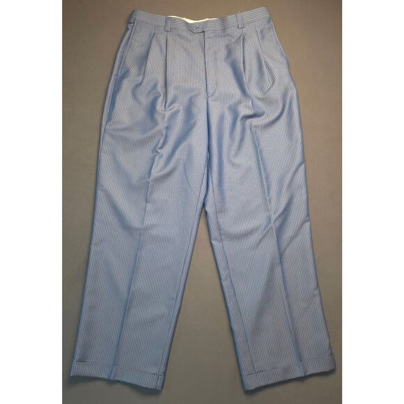 E.J. Samuel Other - EJ Samuel Mens 40 (38×33) Trouser Dress Pants Pleated Pinstripe Blue Relaxed